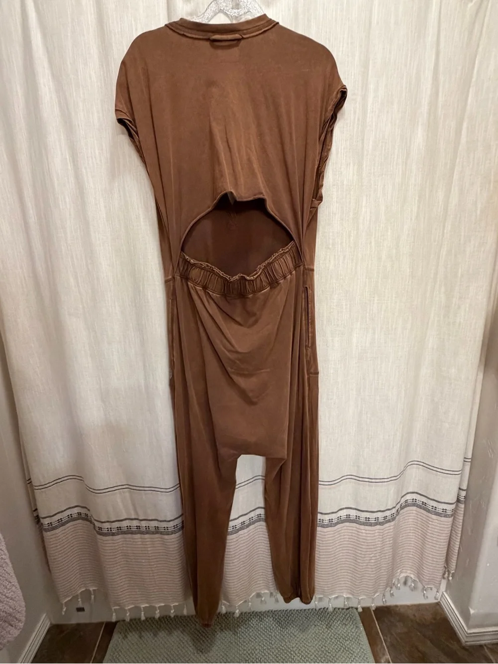 Free People Brown V-Neck Jumpsuit